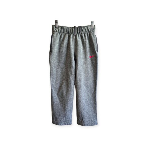 Nike Dri Fit Women Therma Fleece Pants Grey Pink Swoosh Small - Picture 1 of 6